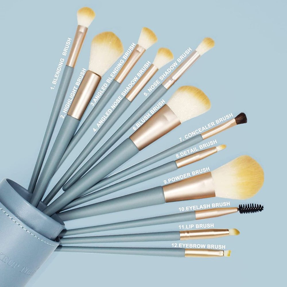 2Pcs Professional Makeup Brushes Set + PU Holder - Picture 2 of 8